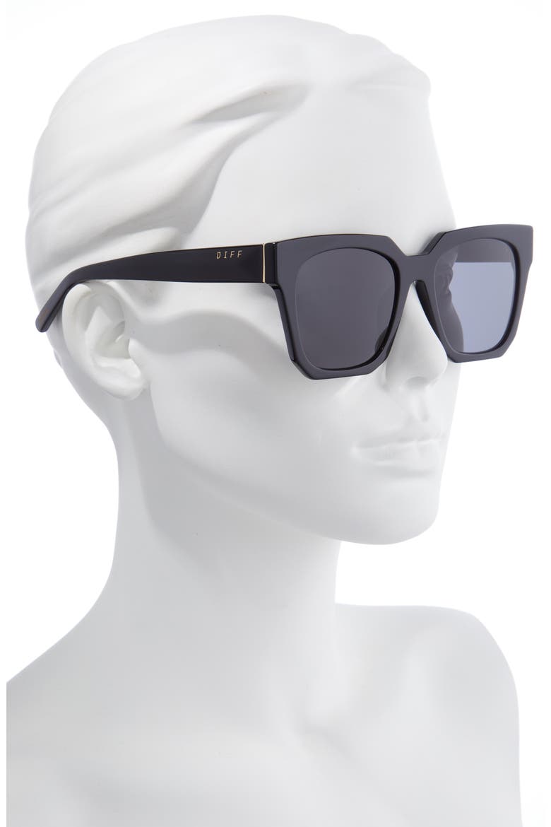 Ariana 54mm Polarized Square Sunglasses, Alternate, color, BLACK