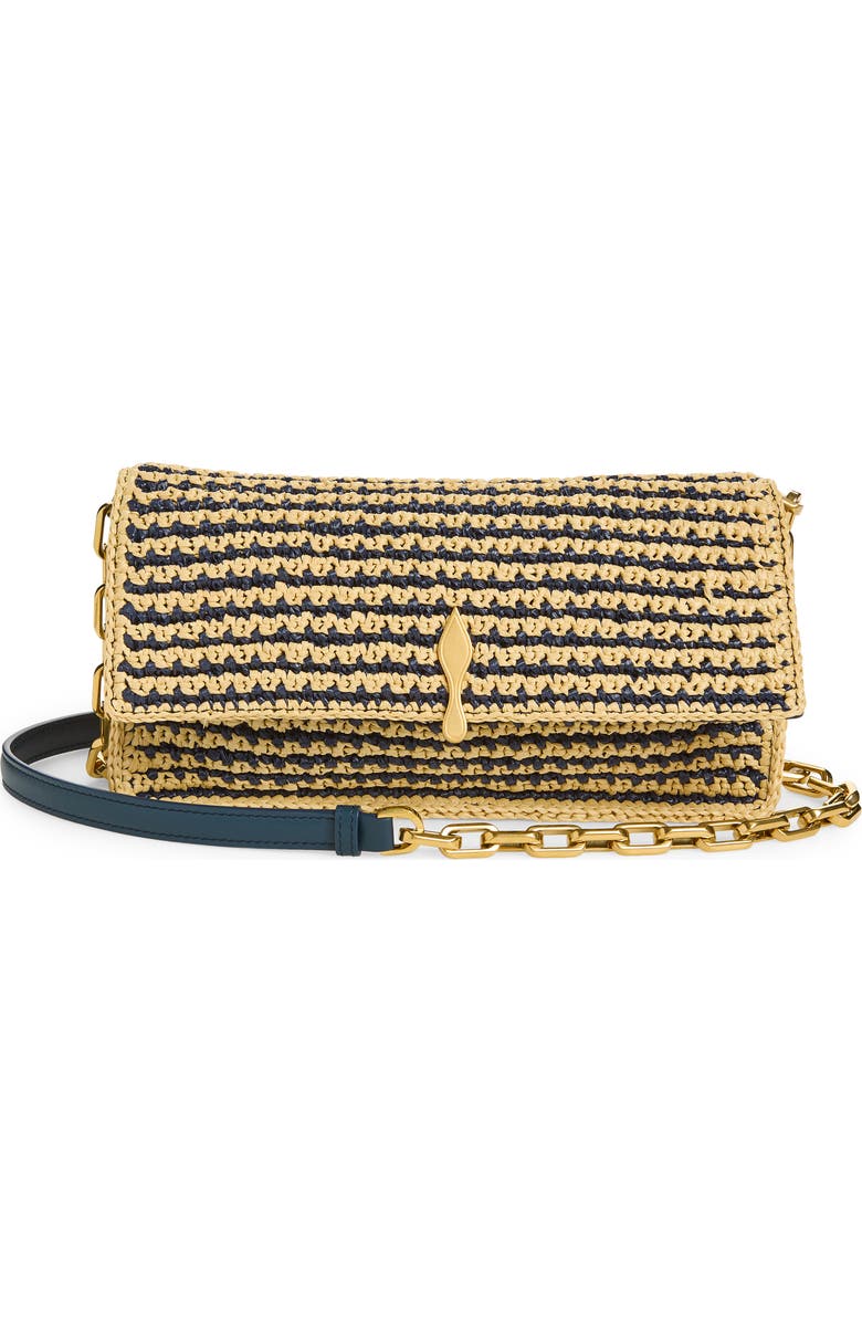 Christian Louboutin Bettina Stripe Crochet Raffia Crossbody Bag, Main, color, Naturel/Last Night