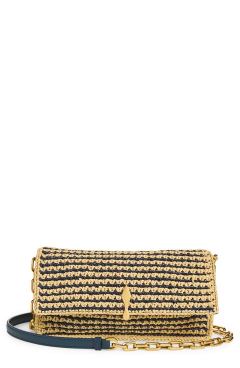 Bettina Stripe Crochet Raffia Crossbody Bag
