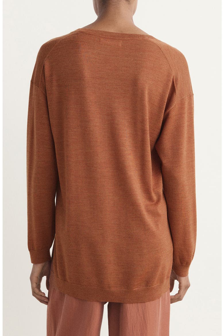 V-Neck Wool Pajama Sweater, Alternate, color, BURNT ORANGE