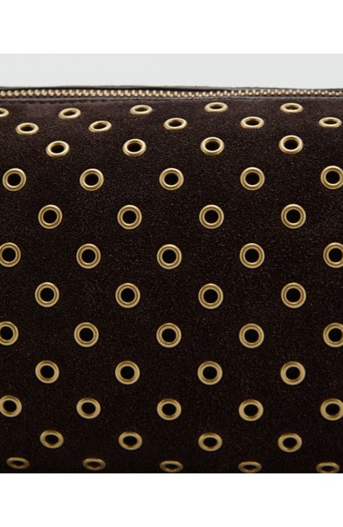 Mango Suede Eyelet Shoulder Bag In Brown