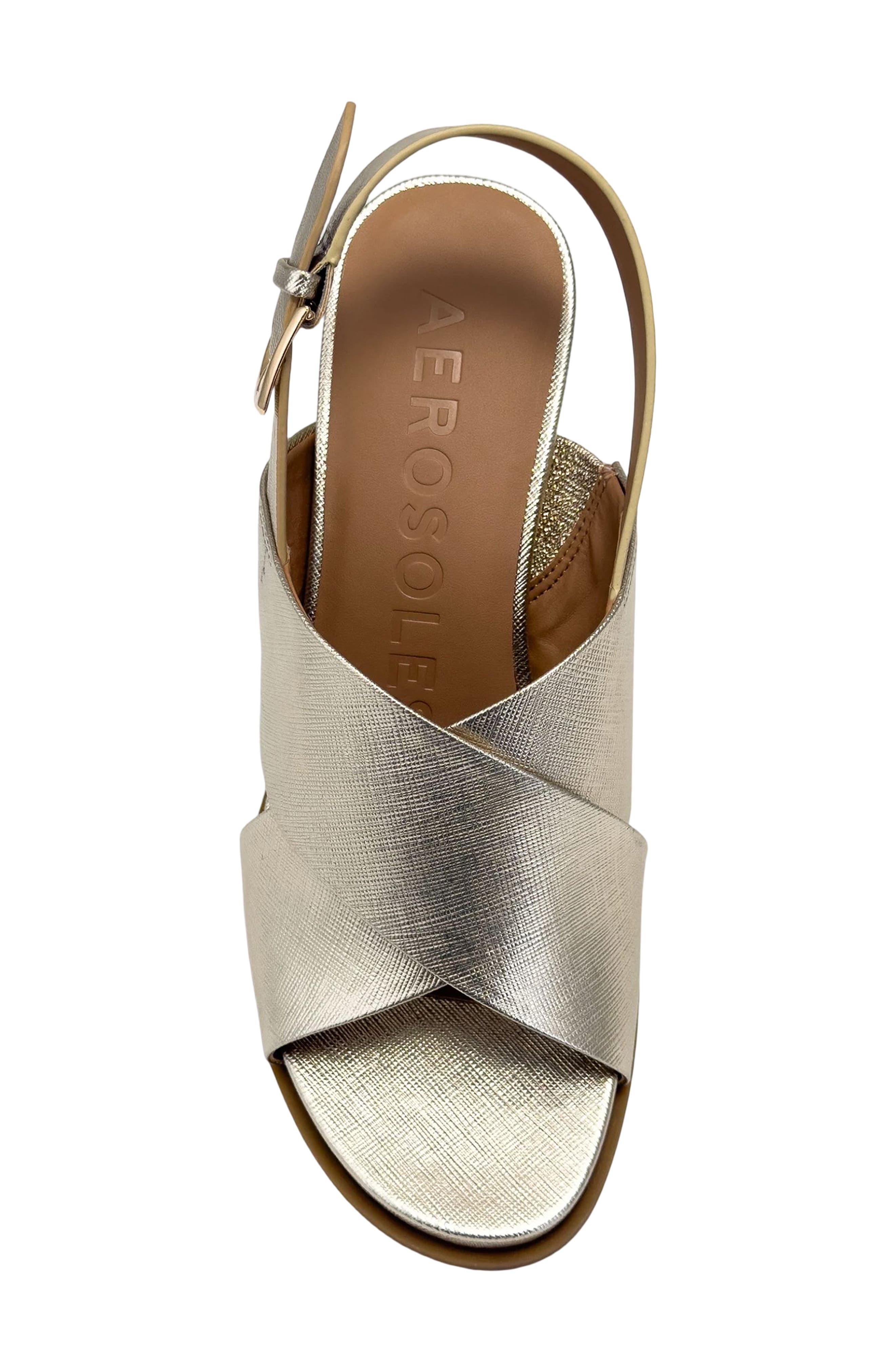 Aerosoles Dayonara Wedge Sandal, Alternate, color, Soft Gold