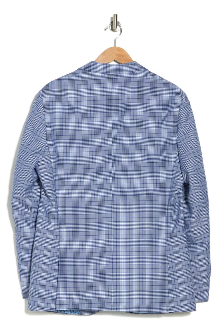 Navy Plaid Two-Button Notch Lapel Linen Blend Sport Coat, Alternate, color, NAVY