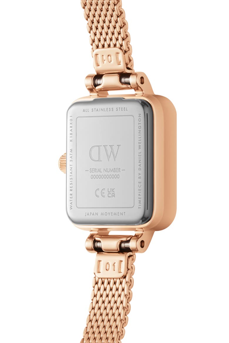 Mini Quadro Melrose Micro Collection Mesh Strap Watch, 15mm x 18mm, Alternate, color, ROSE GOLD