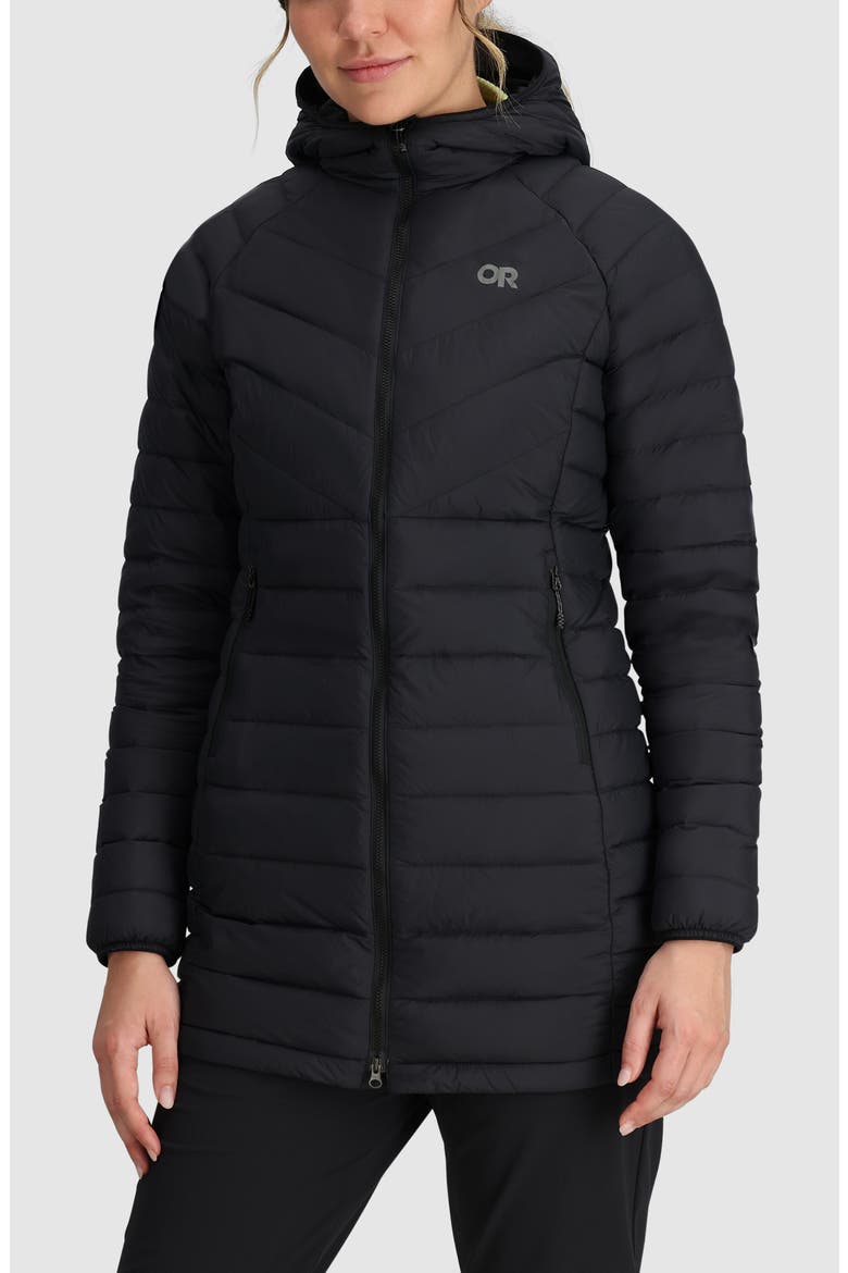 Transcendent Water Resistant 800 Fill Power Down Coat, Main, color, BLACK
