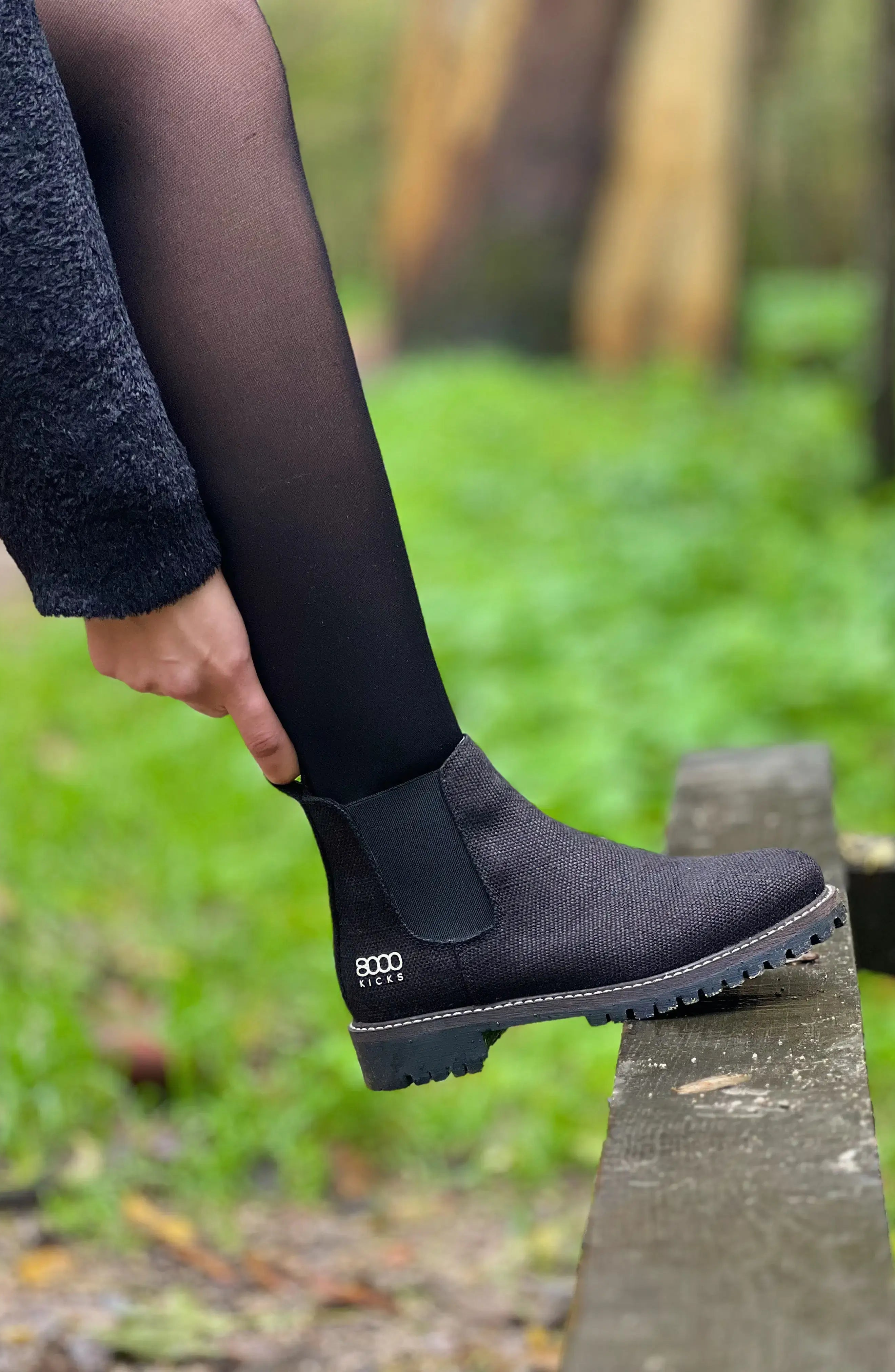 8000Kicks The Crossover Hemp Chelsea Boots, Alternate, color, Black