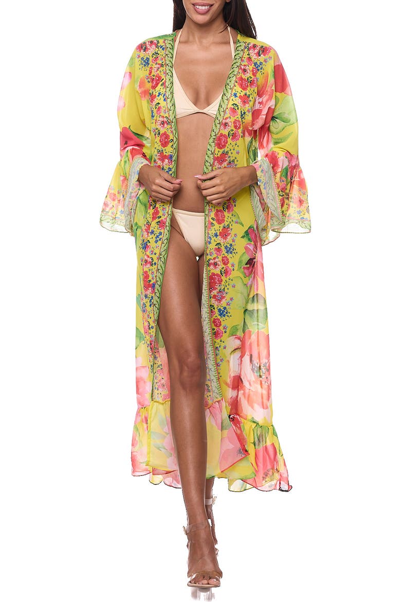 Floral Ruffle Duster, Main, color, YELLOW