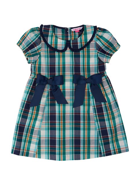 Woven Peter Pan Ruffle Bow Short Sleeve Dress