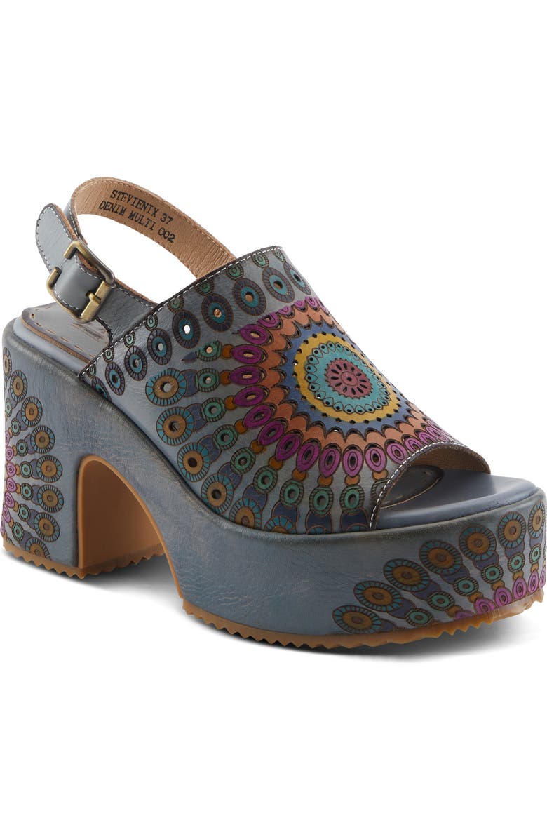 L
Artiste by Spring Step Stevienix Slingback Platform Sandal, Main, color, Denim Multi