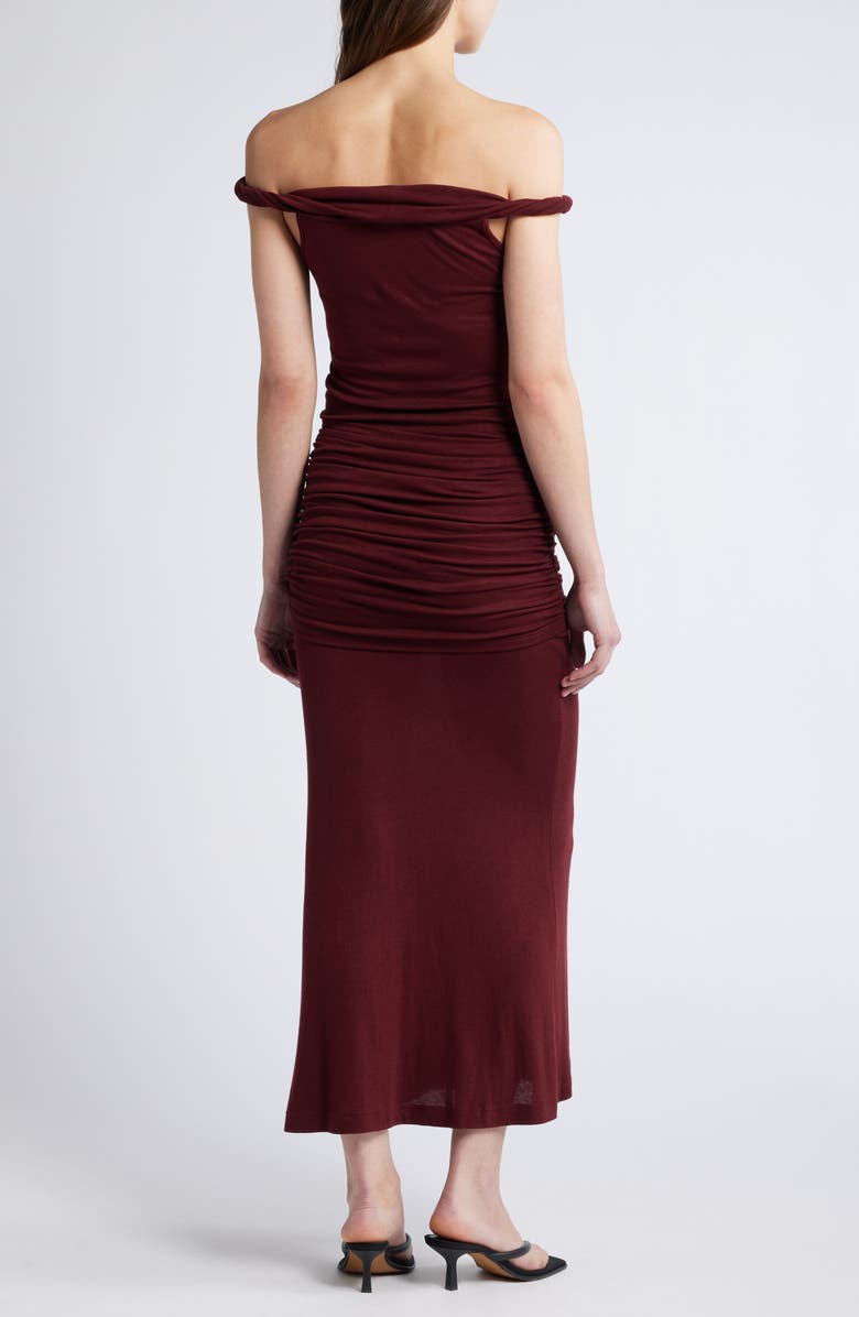 Pixie Market Pamela Off-the-Shoulder Knit Dress, Alternate, color, Oxblood Red