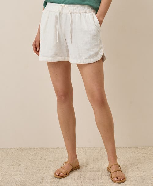 Pact Organic Cotton Coastal Double Gauze Curved Hem Short In White