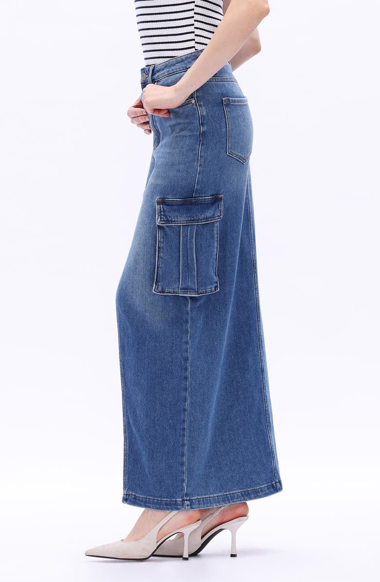 Bayeas Denim Cargo Maxi Skirt, Alternate, color, Retro Medium Blue