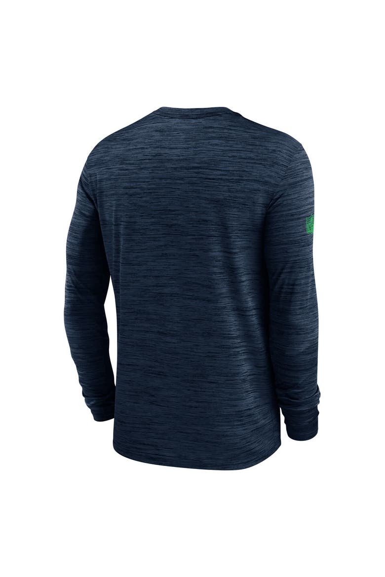 Men's Nike College Navy Seattle Seahawks Sideline Velocity Performance Long Sleeve T-Shirt, Alternate, color, College Navy