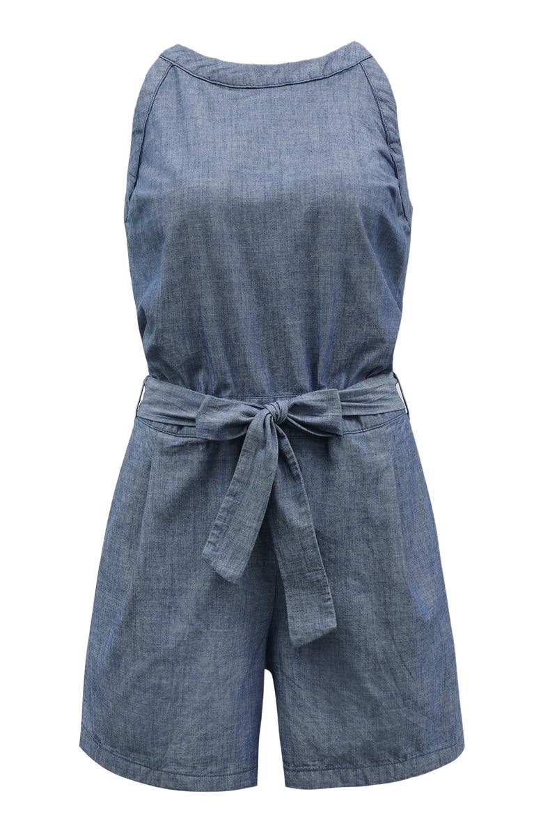 Hope & Henry Women's Organic Chambray Halter Romper, Alternate, color, Blue Chambray