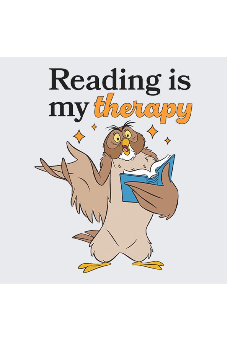 Junior's Owl Reading Is My Therapy Tank Top, Alternate, color, White