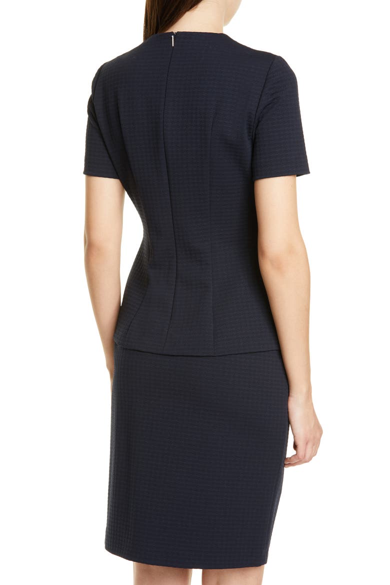 Itadara Houndstooth Peplum Top, Alternate, color, DARK NAVY