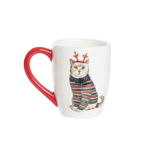 16 oz. Christmas Cat Dolomite Coffee Mug