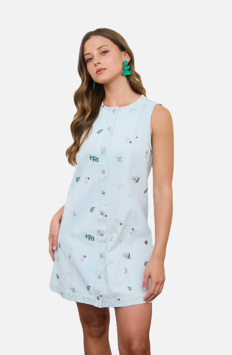 Blu Pepper Sleeveless Button Front Denim Dress, Alternate, color, Light Denim