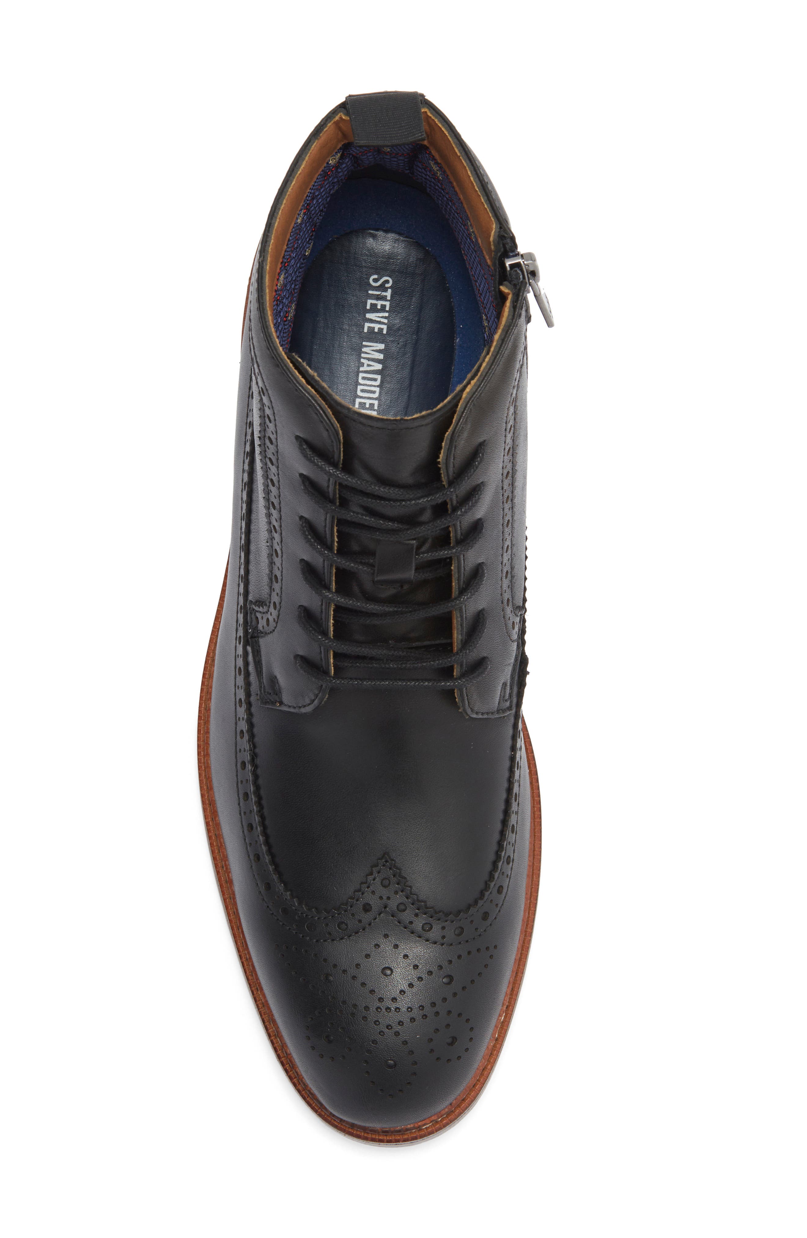 Steve Madden P-Ely Wingtip Boot, Alternate, color, Black