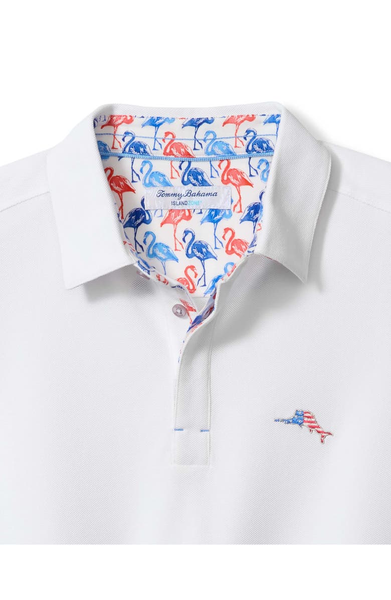 Tommy Bahama Flamingo Mingle IslandZone<sup>®</sup> Piqué Performance Polo, Alternate, color, Bright White