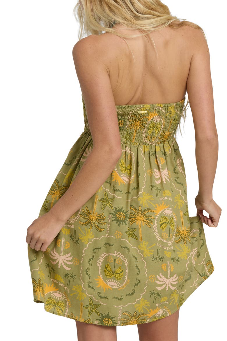Tropical Haze Smocked Strapless Minidress, Alternate, color, CEDAR