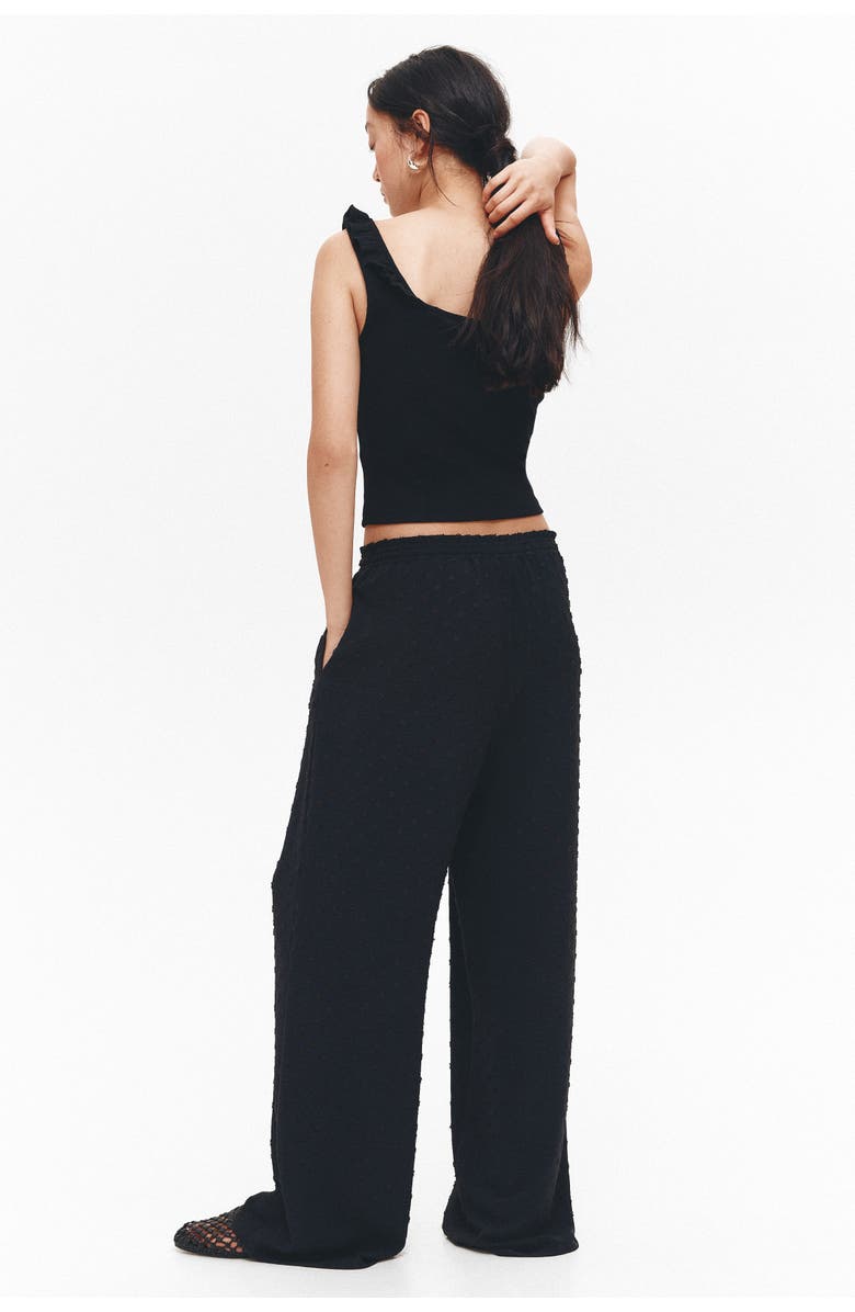 H&M Plumeti Drawstring Trousers, Alternate, color, Black