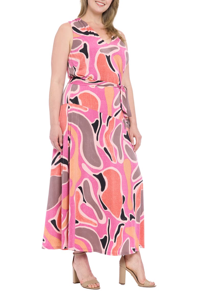 Sleeveless Asymmetric Maxi Dress, Alternate, color, LAVENDER/ RUST