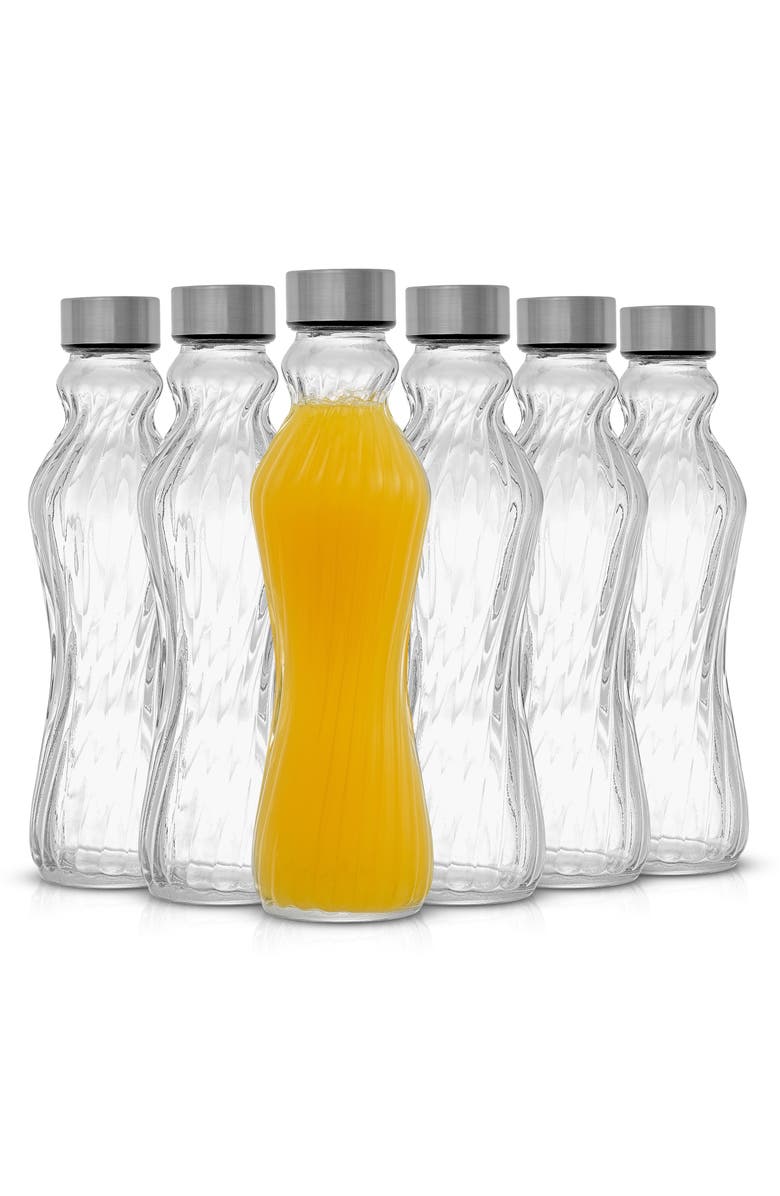 JoyJolt Spring Fluted Glass Bottles - Set of 6, Main, color, 
