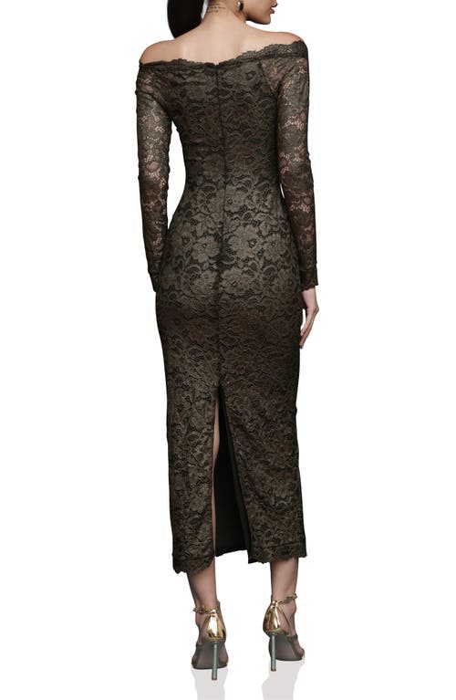 Avec Les Filles Lace Off The Shoulder Long Sleeve Midi Dress In Multi