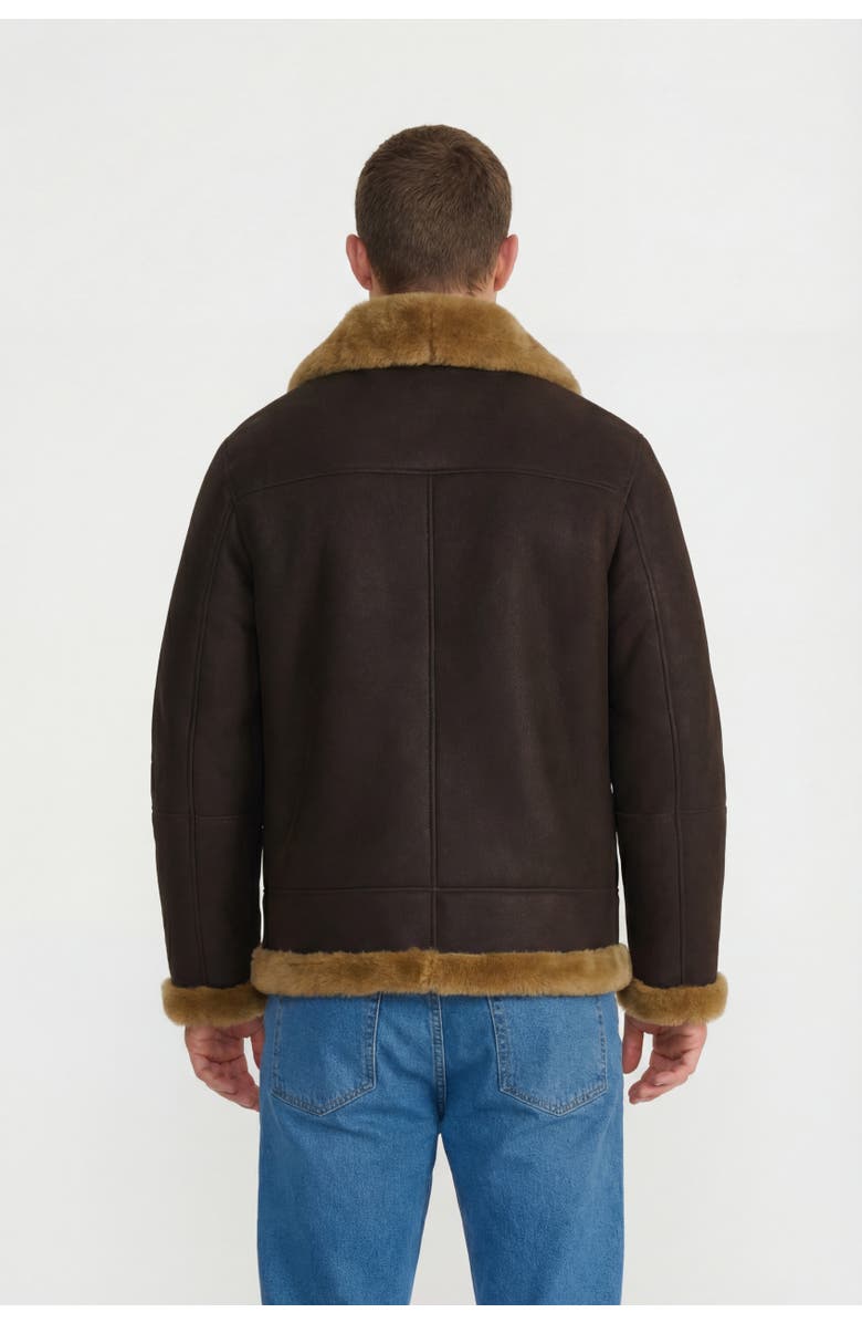 FURNIQ UK Rupert Suede Shearling Aviator Jacket, Alternate, color, Brown