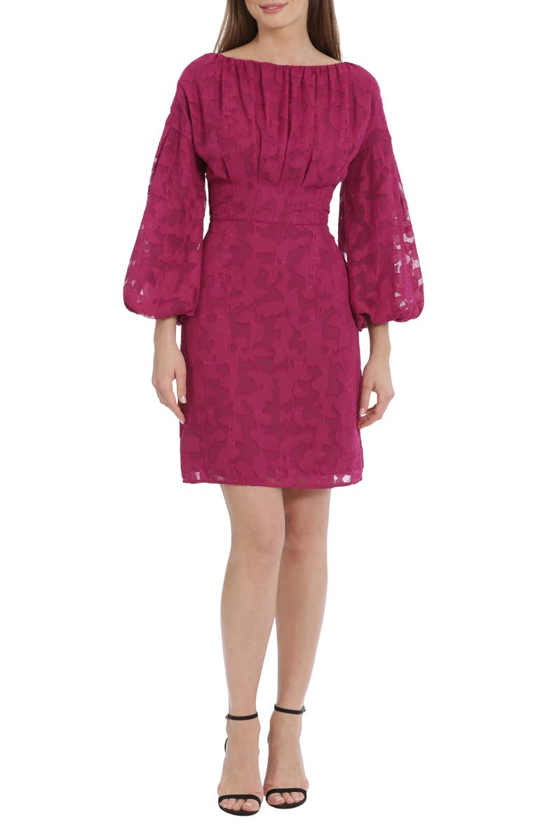 Maggy London Balloon Sleeve Jacquard Sheath Dress, Main, color,