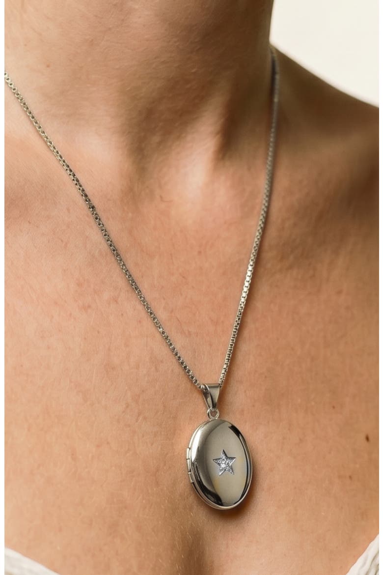 Oval Locket Pendant Necklace, Alternate, color, SILVER
