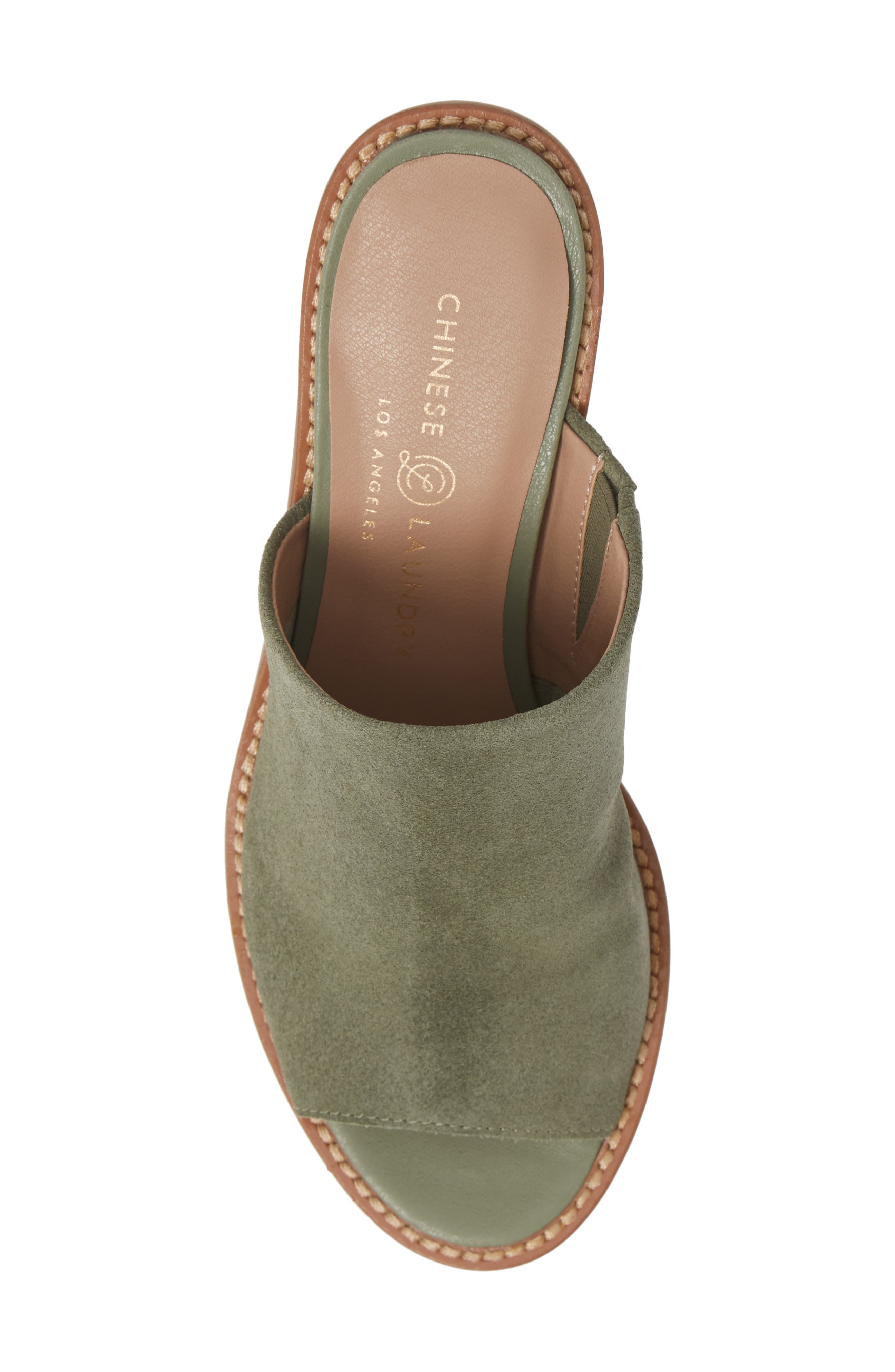 Carlin Slide Sandal, Alternate, color, OLIVE SUEDE