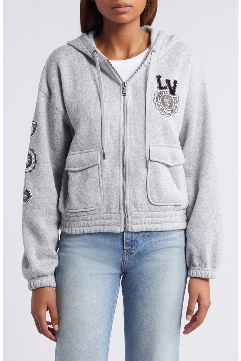 Women's WEAR by Erin Andrews Heather Gray Las Vegas Raiders Full-Zip Hoodie, Alternate, color, Heather Gray