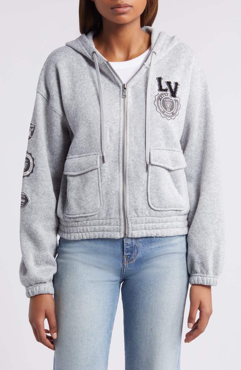 WEAR by Erin Andrews Women's WEAR by Erin Andrews Heather Gray Las Vegas Raiders Full-Zip Hoodie, Alternate, color, Heather Gray