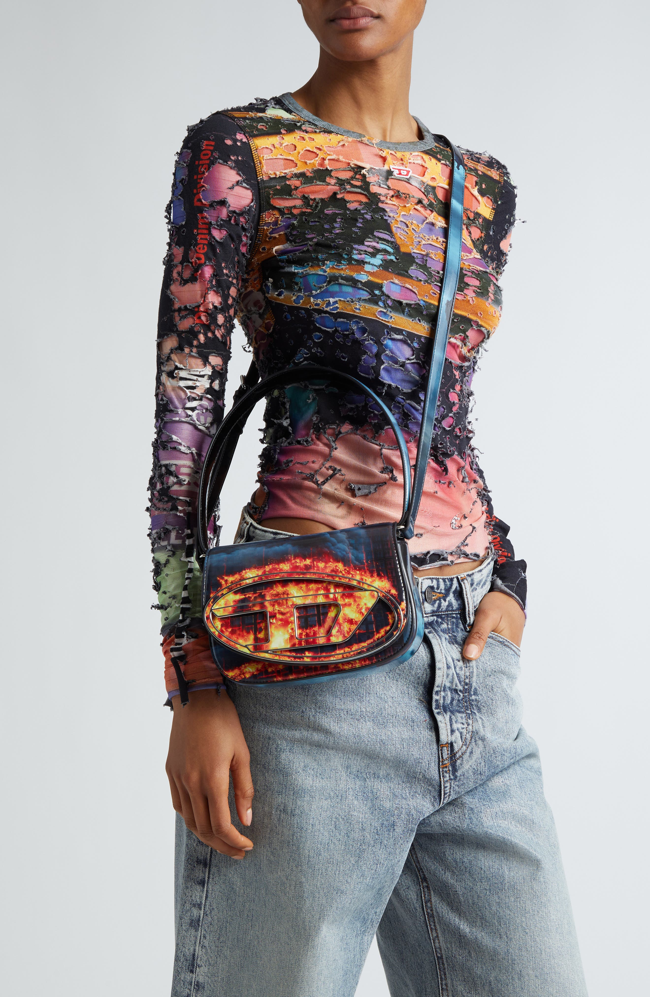 DIESEL<sup>®</sup> 1 DR Graphic Shoulder Bag, Alternate, color, 