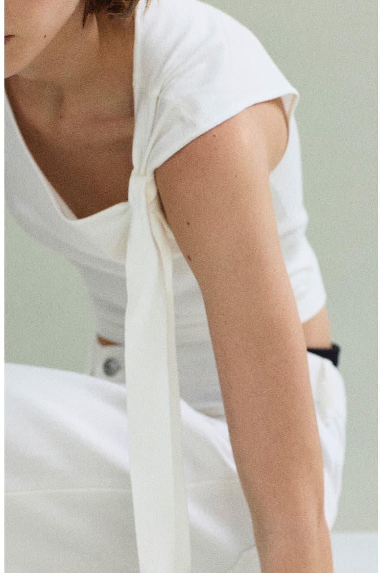 Tie Cap Sleeve Sweater, Alternate, color, WHITE