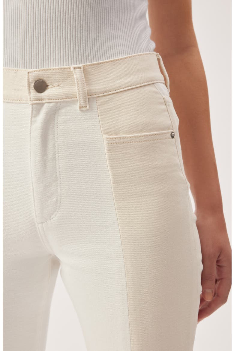 Patti Frayed High Waist Ankle Straight Leg Jeans, Alternate, color, ECRU BLOCKED