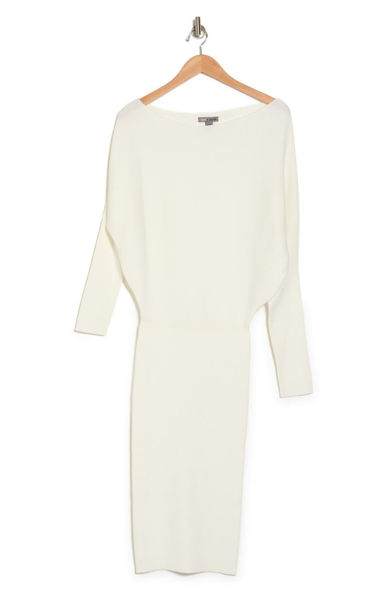 Love By Design Blair Ottoman Off-the-Shoulder Long Sleeve Sweater Dress, Alternate, color, Winter White