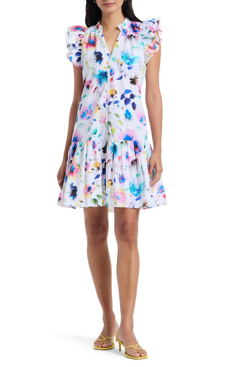 Robert Graham Savannah Watercolor Floral Cap Sleeve Shift Dress, Main, color, Multi