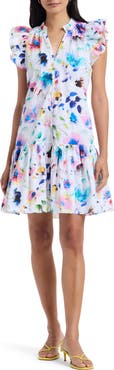Robert Graham Savannah Watercolor Floral Cap Sleeve Shift Dress