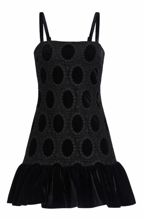 Women's Clothing Lightly Cooked Black Velvet Buttoned Mini Dress