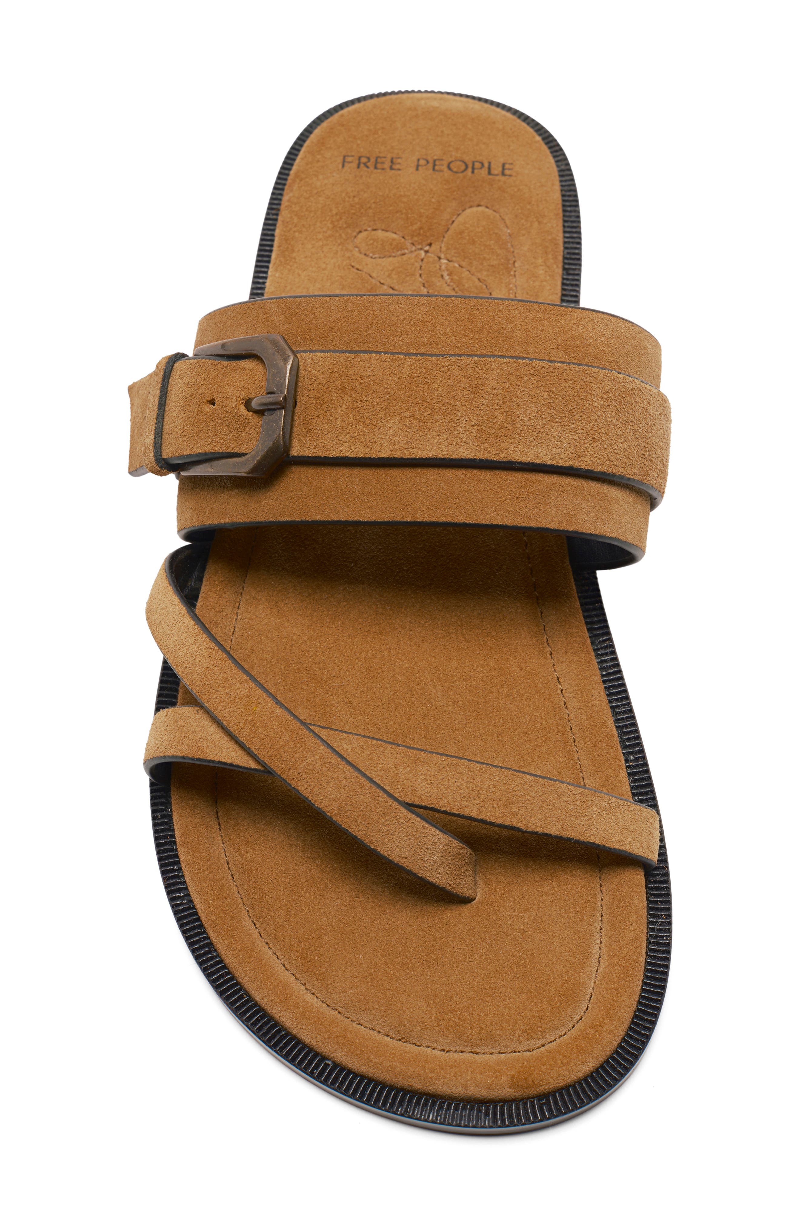 Belted Cross Strap Slide Sandal, Alternate, color, DRIFTWOOD TAN SUEDE