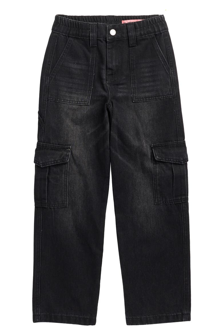 Kids' Cargo Denim Jeans, Main, color, WASHED BLACK