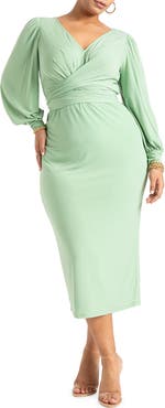 ELOQUII Cross Front Midi Dress