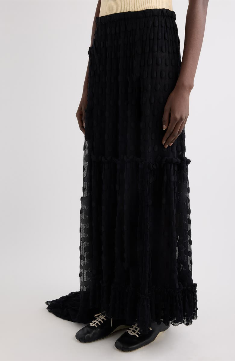 Dries Van Noten Sunia Washed Silk Mousseline Asymmetric Maxi Skirt, Alternate, color, Black
