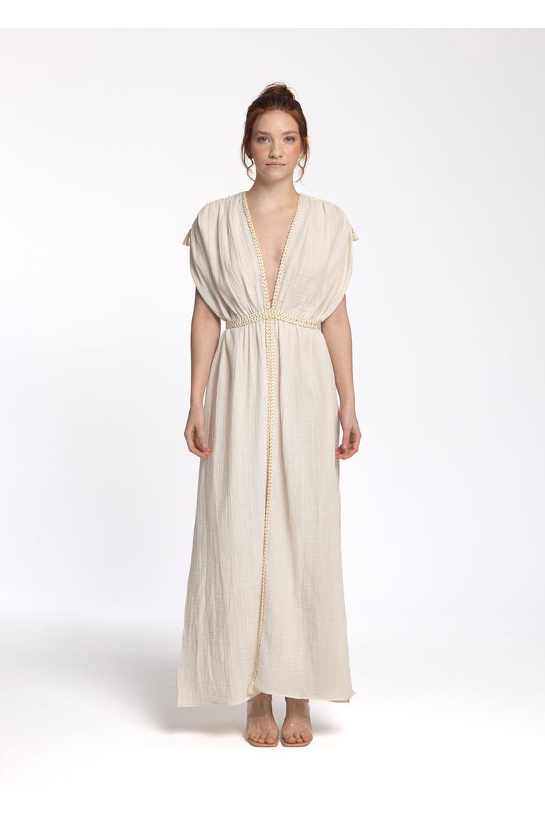 Helen 100% Cotton Muslin Gauze Maxi Dress, Alternate, color, Cream