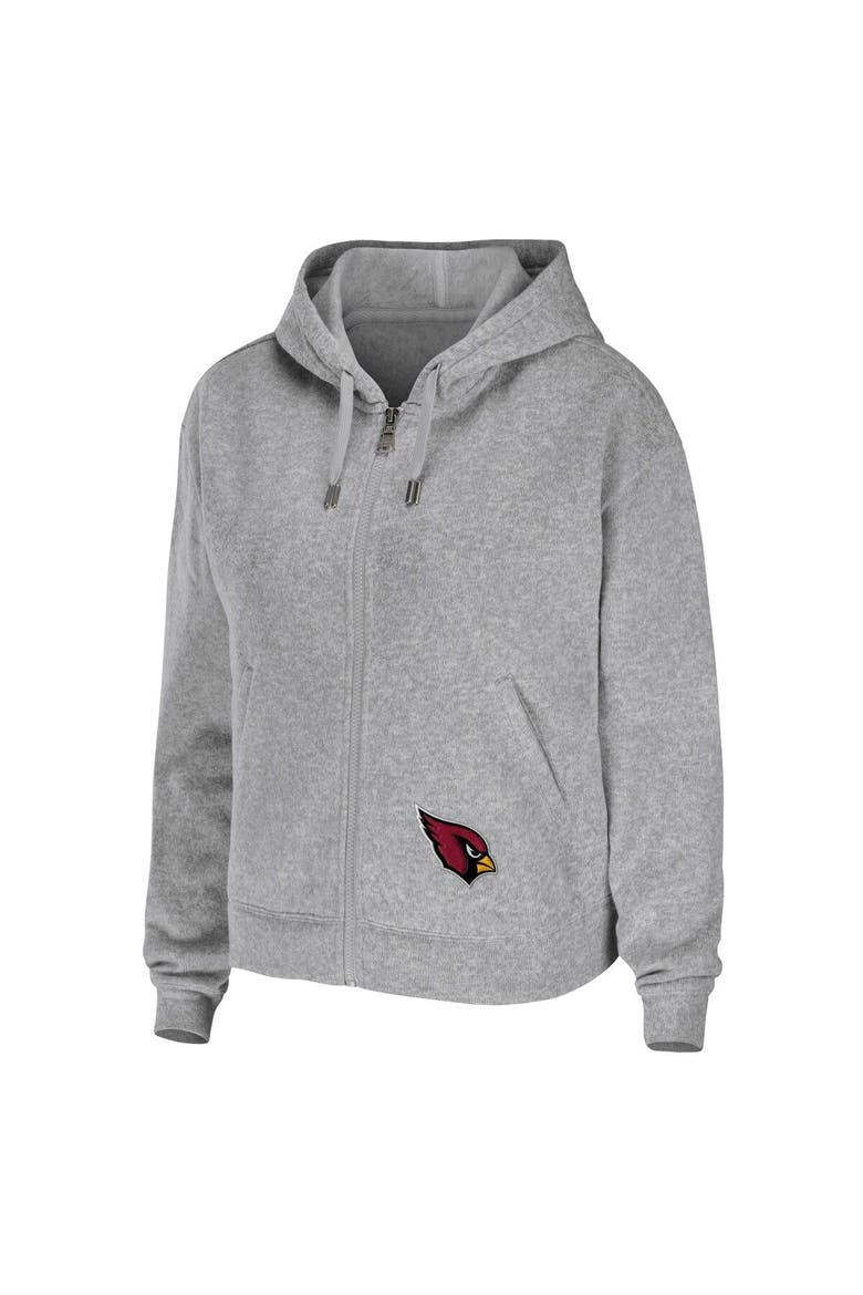 Women's WEAR by Erin Andrews Heathered Gray Arizona Cardinals Team Full-Zip Hoodie, Alternate, color, Heather Gray