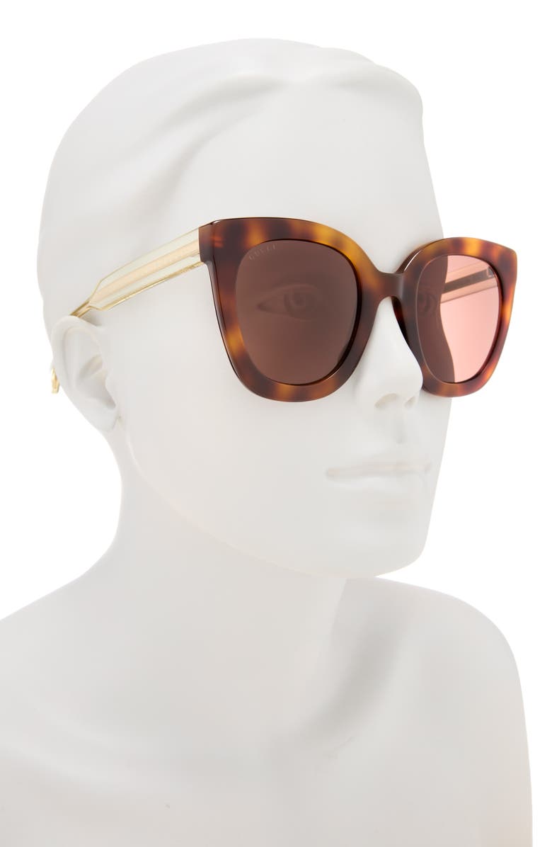 Gucci 51mm Core Oversize Sunglasses, Alternate, color, Havana Crystal Brown