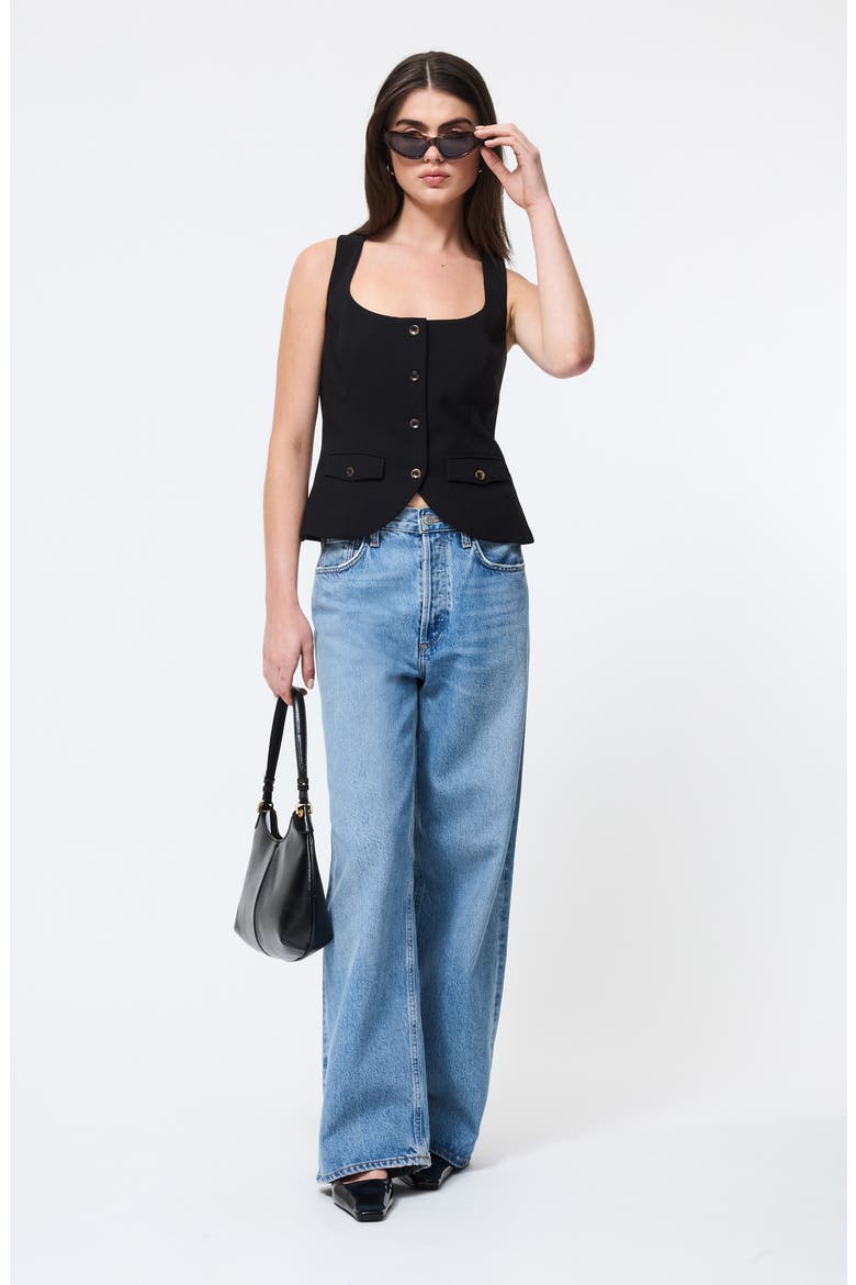 Azra Twill Vest, Alternate, color, BLACK